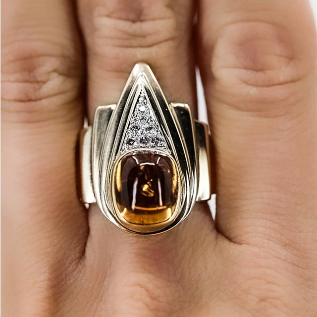 Contemporary Late 20th Century Limoge Yellow Sapphire Ring, Size 6 For Sale - Image 3 of 3