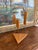Brown Mid-Century Modern Possibly Teak and Twisted Metal Triple Candle Holder With Geometric Base For Sale - Image 8 of 10