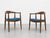 Brown Vintage Mid Century Modern Walnut Lounge Chairs – Hans Wegner Style – Pair of Refinished and Reupholstered Armchairs, C. 1960's For Sale - Image 8 of 14