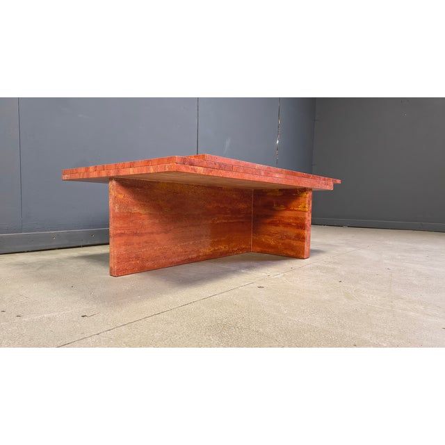 Red Travertine Coffee Table, 1970s For Sale - Image 4 of 13