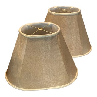 Classic Champagne Gold Silk Lampshades - A Pair For Sale
