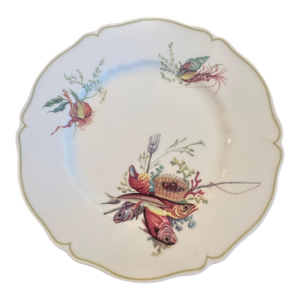 Mid 20th Century Set of 12 Havilland- Limoges Dinner Plates, Six Fish and Crustacean Designs