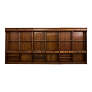 Monumental English Oak Haberdashery Display Bookcase Cabinet 18 Ft. For Sale