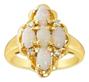 Opal Cluster Diamond Ring, Size 6.5