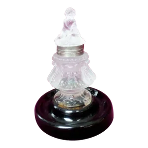 Antique French Satin Glass Cherub Top With North Wind Face Center Inkwell