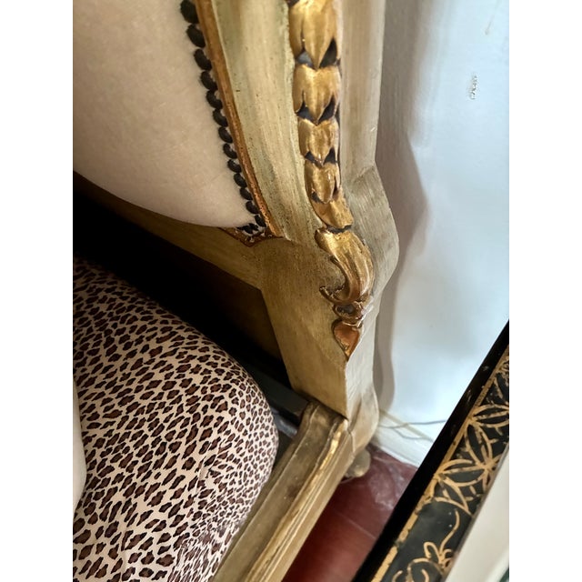 Vintage Italian Carved Painted Bed Frame Tufted Headboard Footboard Rails For Sale - Image 12 of 17