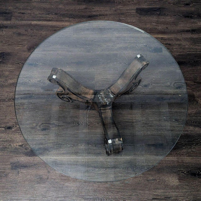 Vintage Glass Top Coffee Table For Sale - Image 4 of 5
