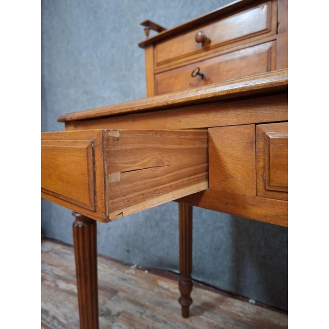 Wood Antique 19th Century Louis Philippe Walnut Desk with Tiered Top For Sale - Image 7 of 11