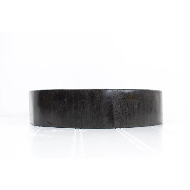 Petrified Carved & Polished Black Wood Bowl For Sale - Image 4 of 12