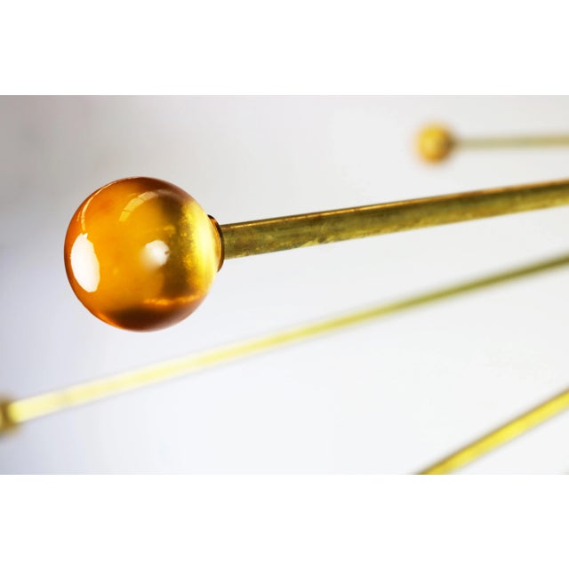 Italian Minimalist Sputnik Chandelier in Black, Gold & Murano Glass in the Style of Stilnovo, 1950s For Sale - Image 9 of 13