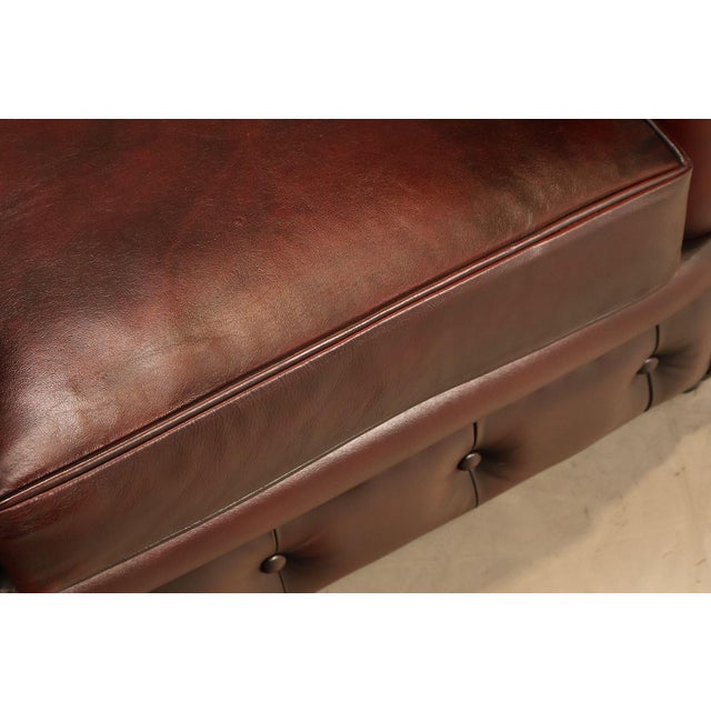 Chesterfield Style Pair of Oxford Red Leather Club Chairs For Sale - Image 9 of 16
