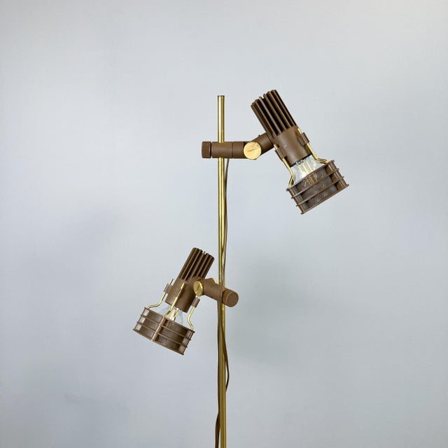 Two-Light Floor Lamp with Plastic Spotlights on a Brass Rod from Hustadt Leuchten,1970s For Sale - Image 6 of 13