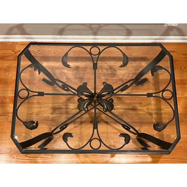 Wrought Iron Glass Top Coffee/Cocktail Table For Sale - Image 10 of 11