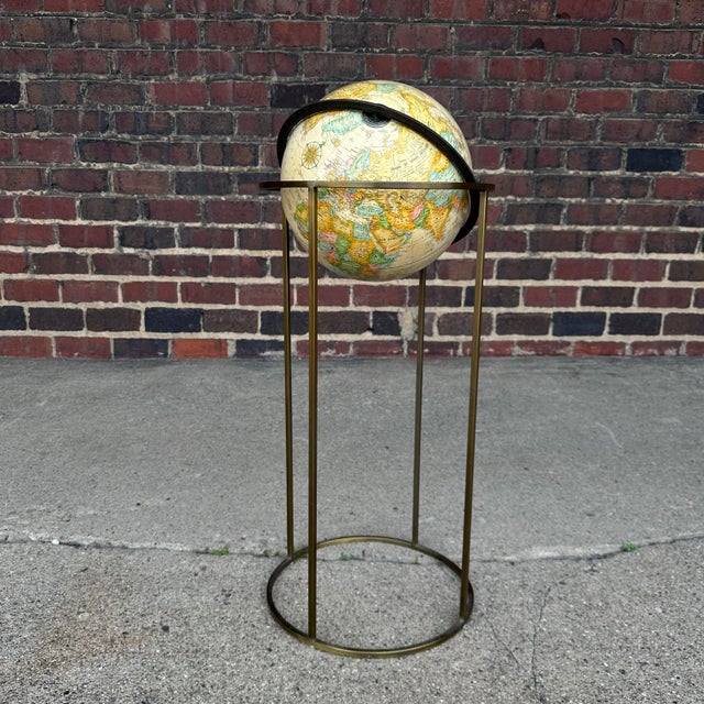 Paul McCobb Style Globe on Brass Stand For Sale In Cleveland - Image 6 of 11