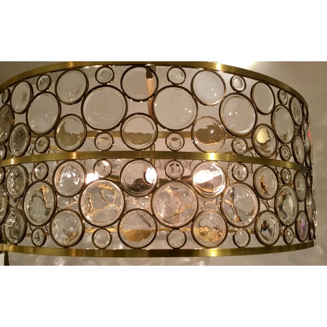 Arteriors Home Arteriors Modern Geometric Glass and Brass Round Tripoli Chandelier For Sale - Image 4 of 5