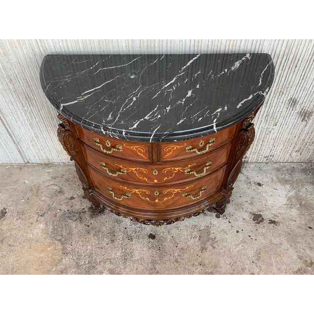 Pair of Carved and Marquetry Nightstands with Two Doors and Hidden Drawer For Sale - Image 11 of 18