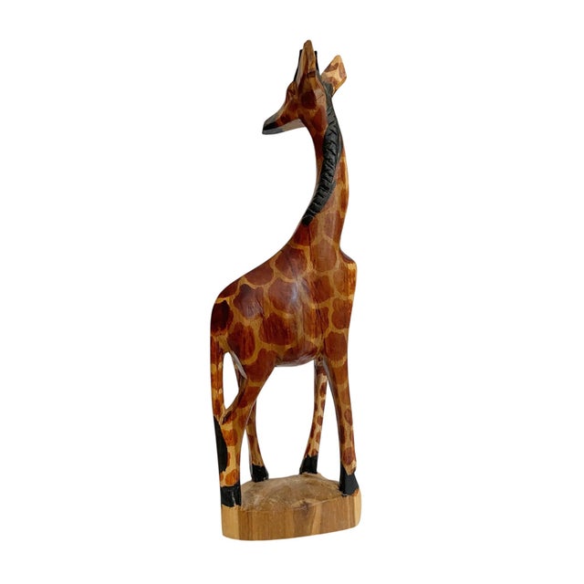 African 1990s Kenyan Wooden Carved Giraffe Figurine For Sale - Image 3 of 5