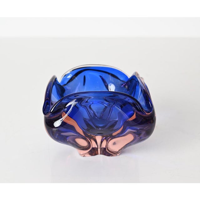 Pink and Blue Sommerso Murano Glass Bowl form Fratelli Toso, Italy, 1960s For Sale - Image 16 of 18