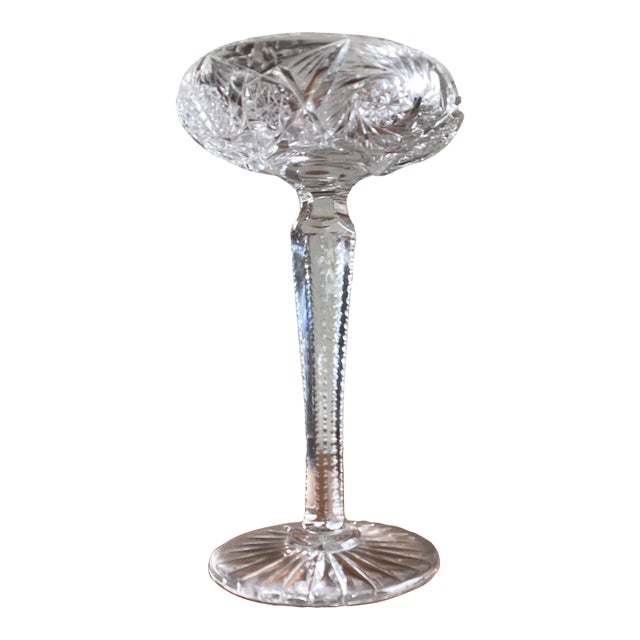 Vintage Cut Crystal Compote For Sale