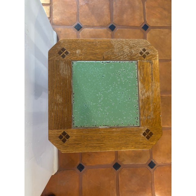 Vintage Gustav Stickley Side Tile Plant Table 2003 For Sale - Image 10 of 11