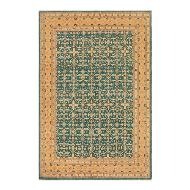 Classic Ziegler Green Nude Hand-Knotted Wool Rug - 9'3'' X 11'11'' For Sale