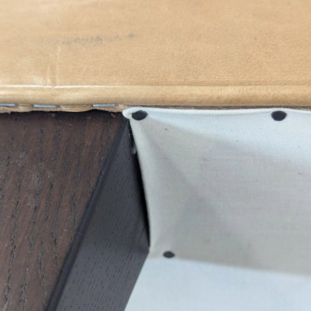 West Elm Button Tufted Leather Bench For Sale - Image 9 of 9