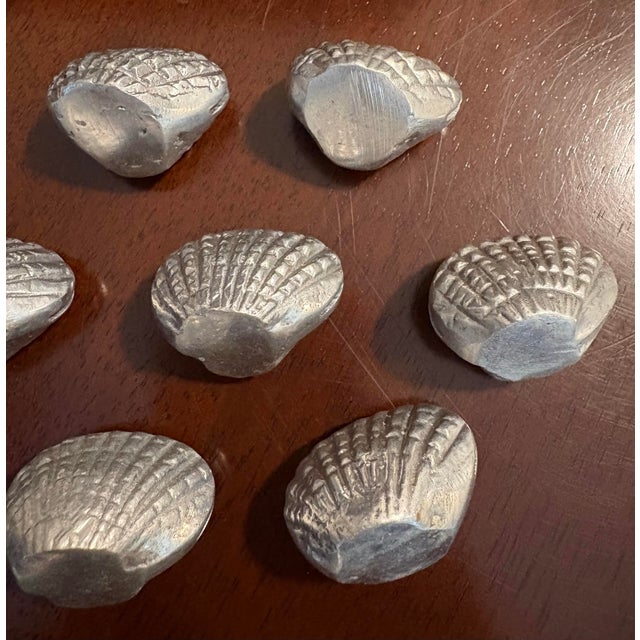 Silver Vintage Bombay Company Silver Toned Coastal Clam Shell Place Card Holders — Set of 15 For Sale - Image 8 of 8