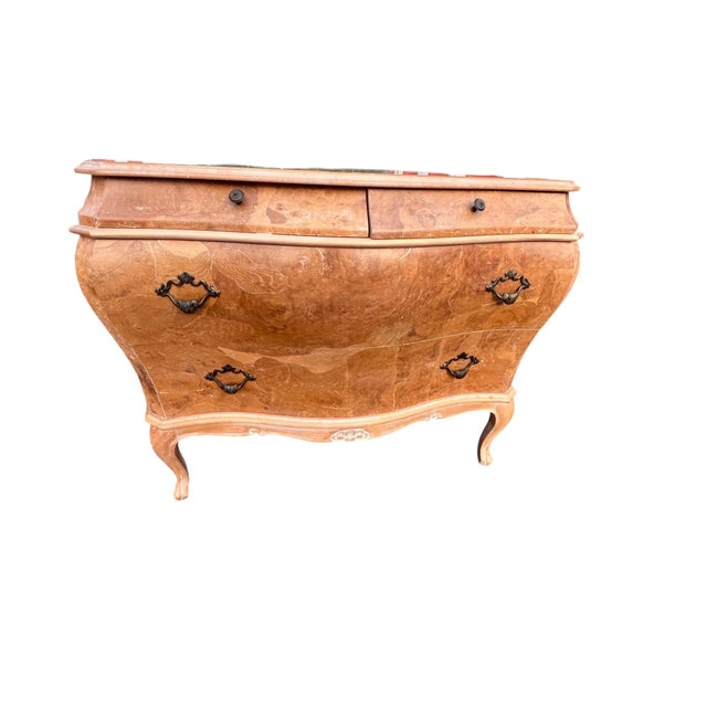 Mid 20th Century Pair Bombe Burl Wood Commodes Italy For Sale - Image 12 of 18