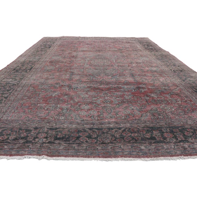 Rustic Antique Persian Tabriz Rug, 09'00 X 12'03 For Sale - Image 3 of 7