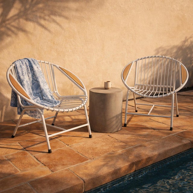 Retro Ring White Iron Outdoor Chair For Sale - Image 4 of 4