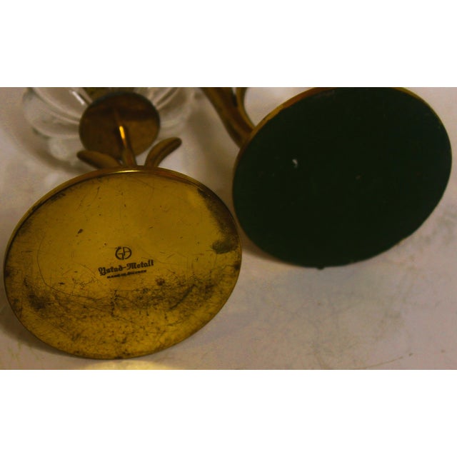Metal, Brass and Clear Glass Flowers Candleholders by Gunnar Ander for Ystad-Metall, 1950s, Set of 2 For Sale - Image 6 of 8