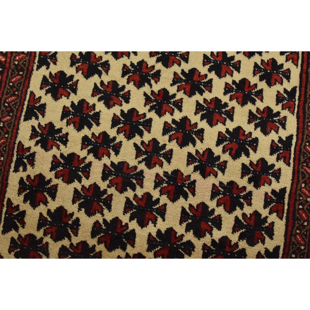Baloch Rug 3’5” X 6’9” Ivory Wool Vintage Tribal Hand-Knotted Carpet For Sale - Image 4 of 12