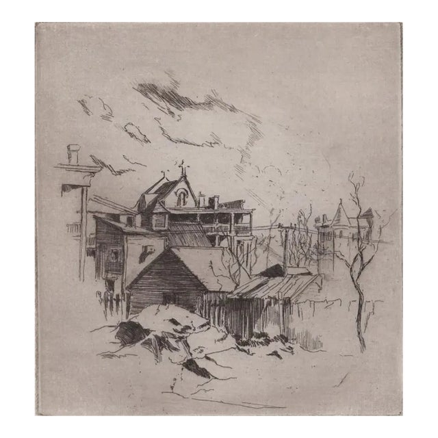 1912 Alexander Blum Backyard Views Boston Etching For Sale
