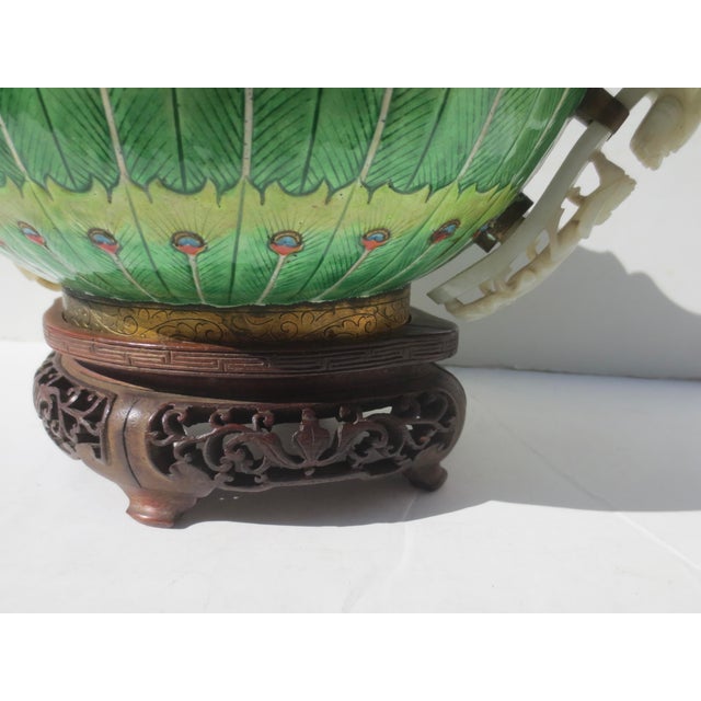 Chinese A Large Chinese Enamel Peacock Bowl 19th Century For Sale - Image 3 of 10