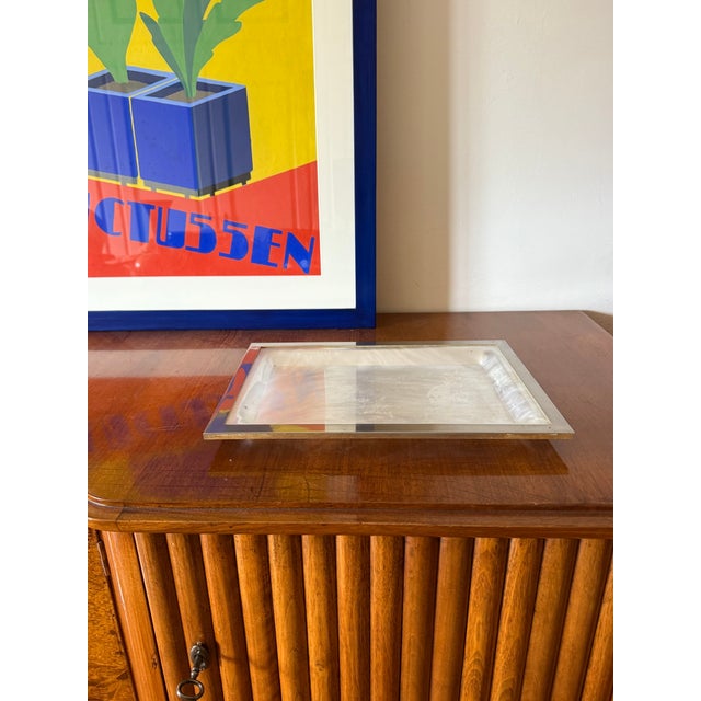 Silver Hollywood Regency Brass and Acrylic Glass Tray, Italy, 1970s For Sale - Image 8 of 11
