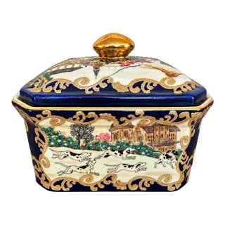 1970s Fox Hunt Porcelain Lidded Box For Sale