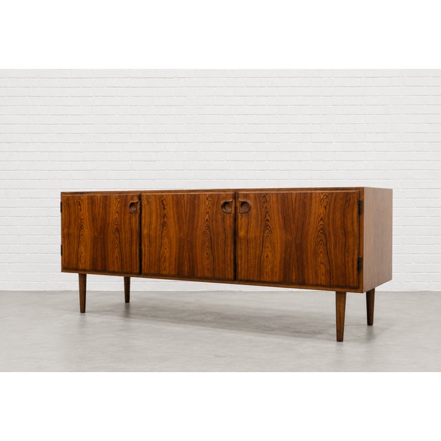 Mid-Century Modern Low Danish Mid Century Modern Credenza by Sven Ellekaer for Albert Hansen Mobelfabrik | Rosewood Sideboard, Made in Denmark C. 1960’s For Sale - Image 3 of 16