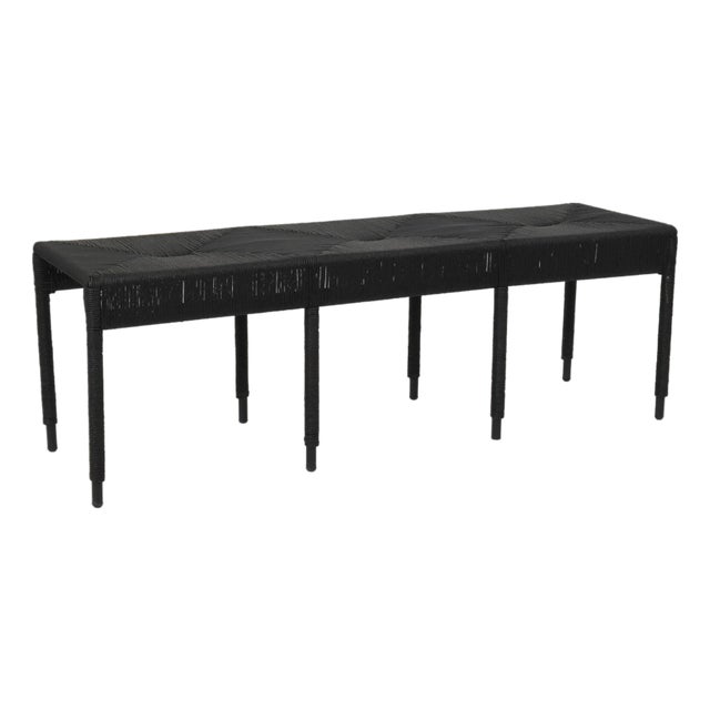 Indoor & Outdoor Low Profile Woven Black Rattan Bench For Sale