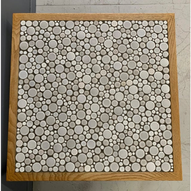 1960s Martz Square Coffee Table with White Ceramic Circular Tiles For Sale - Image 9 of 11