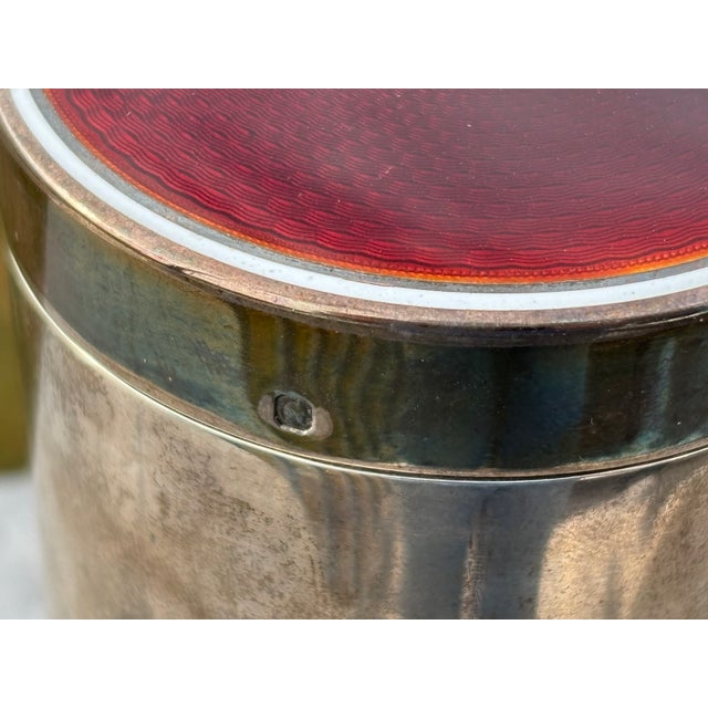 Late 19th Century 19th C. Red Guilloche Enamel, Sterling and Crystal Vessels - Set of Three For Sale - Image 5 of 13