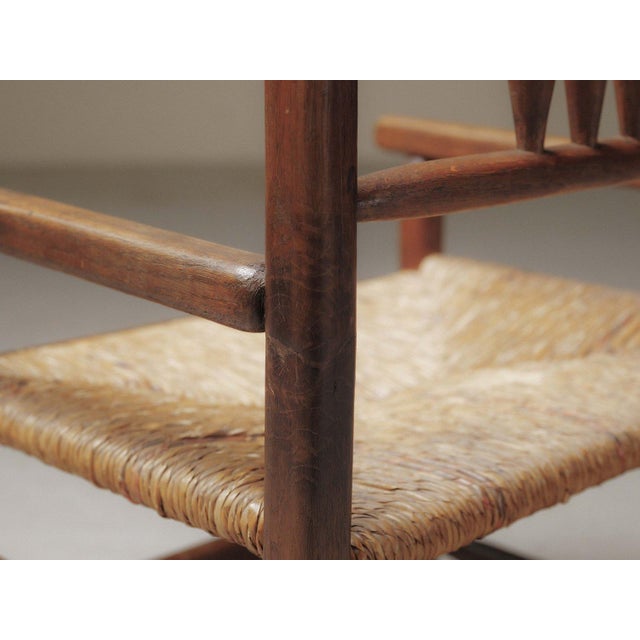 Brutalist Wood and Straw Armchair, France, 1950 For Sale - Image 14 of 18