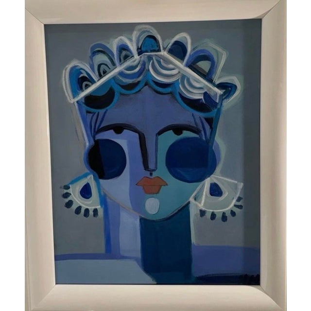 Original Painting Hayley Mitchell "Tikva" Framed Female Portrait Modern Abstract For Sale - Image 4 of 11