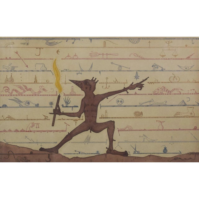 Mythological Elf with Lantern, 1975, Etching on Paper For Sale - Image 9 of 9