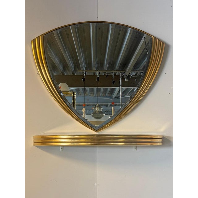Elevate your interior with this exceptional vintage Belgian-made wall mirror, a rare piece that beautifully blends refined...
