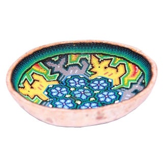 Huichol Ceremonial Beaded Bowl For Sale