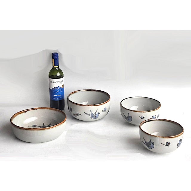 Vintage Set of Tonala El Palomar Blue Serving Bowls by Ken Edwards Pottery, 4 Pieces For Sale - Image 9 of 17