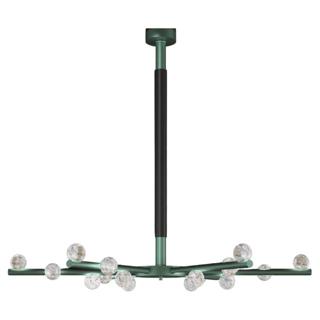 Demetra Freedom Green Metal Chandelier by Alabastro Italiano For Sale