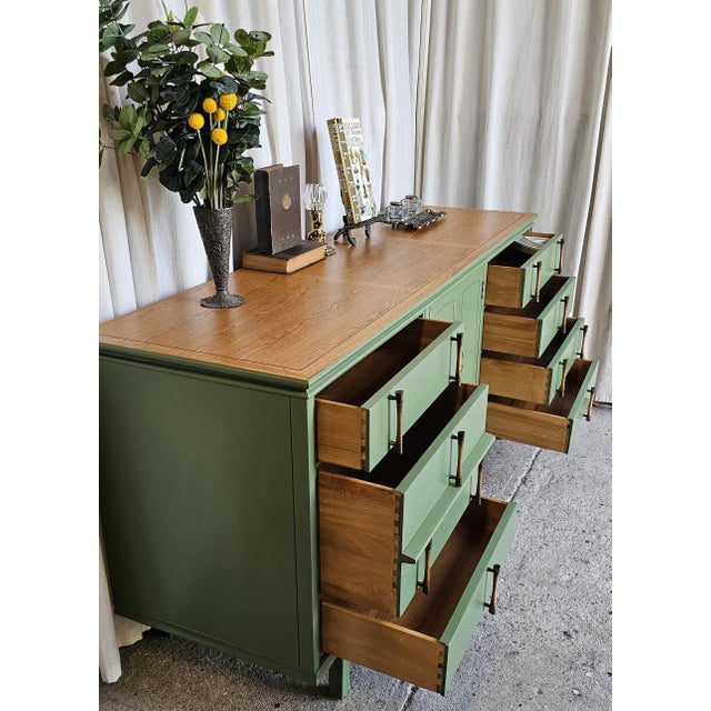 Thomasville Green Dresser, Tamerlane Collection, Mid Century Modern, Credenza 1950's For Sale - Image 10 of 16
