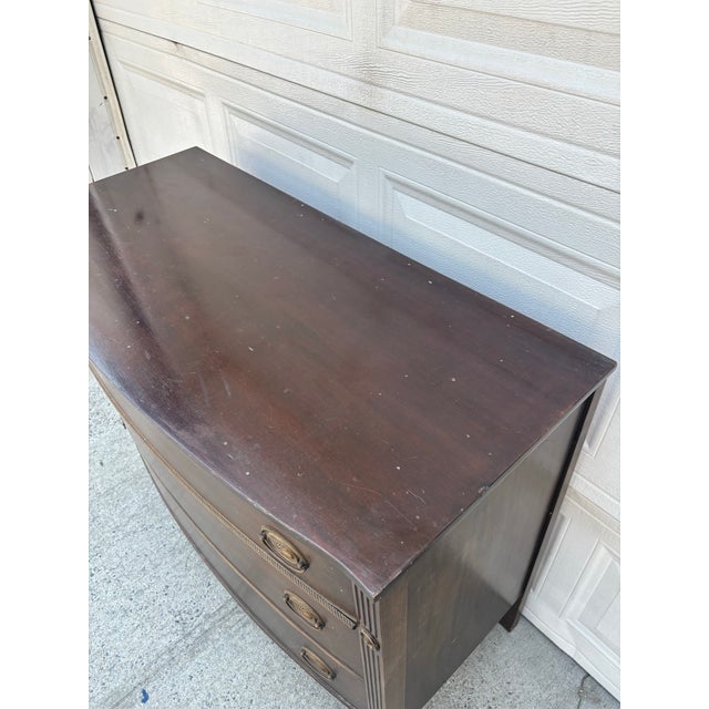 Wood Early 20th Century Federal Revival Mahogany Bowfront Chest of Drawers For Sale - Image 7 of 12
