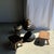 Small stool, rectangular rounded wabi-sabi style side stool in solid teak. Minimalist, raw design, a beautiful piece...